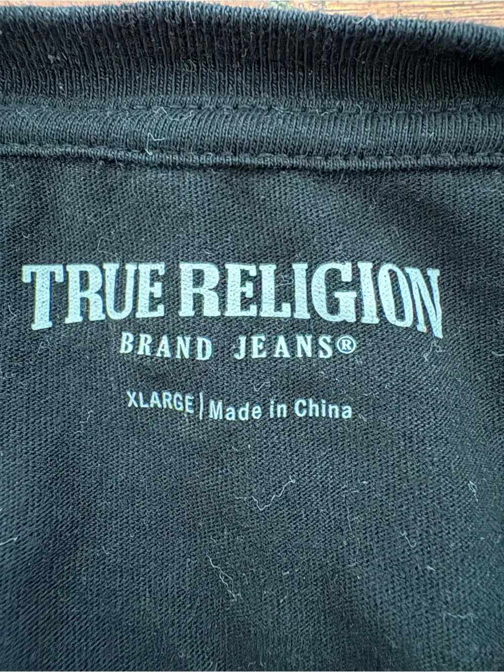 True Religion Black Tee with White Graphic Square Logo